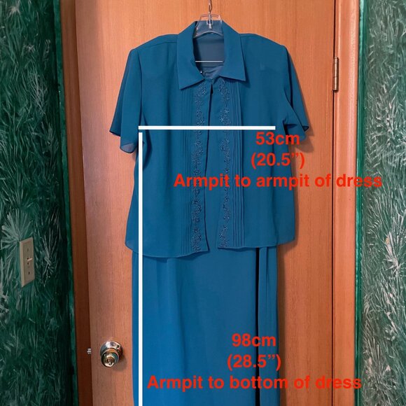 Blue Tank Top Maxi Dress with Wide straps + blouse with embroidery beaded detail - Picture 3 of 12